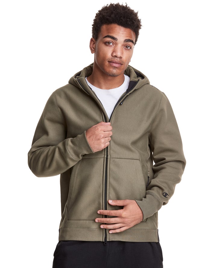 Champion Mens Hoodie NZ - Defender Series Reverse Weave® Stormshell Full Zip Olive ( 1752-OFJVE )